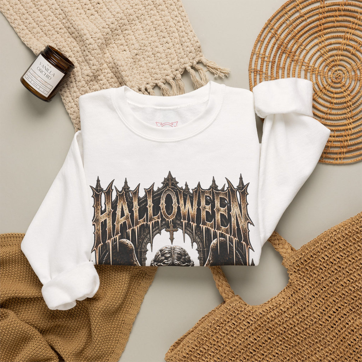 Even Angels Sweatshirt in White — folded view