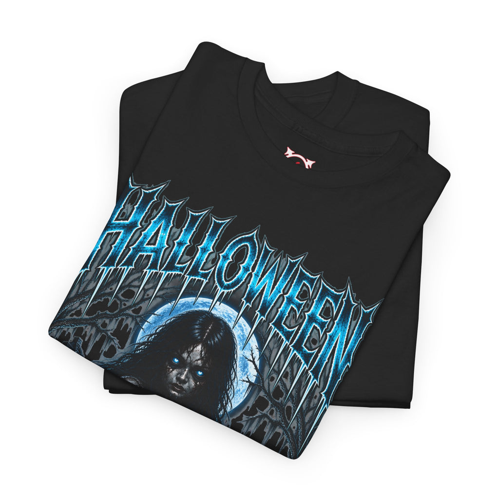 She Never Left Ghost T-Shirt in Black — folded view