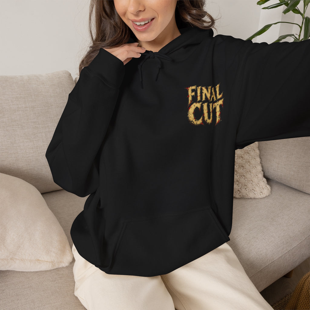 Final Cut Horror Mask Hoodie in Black — model view