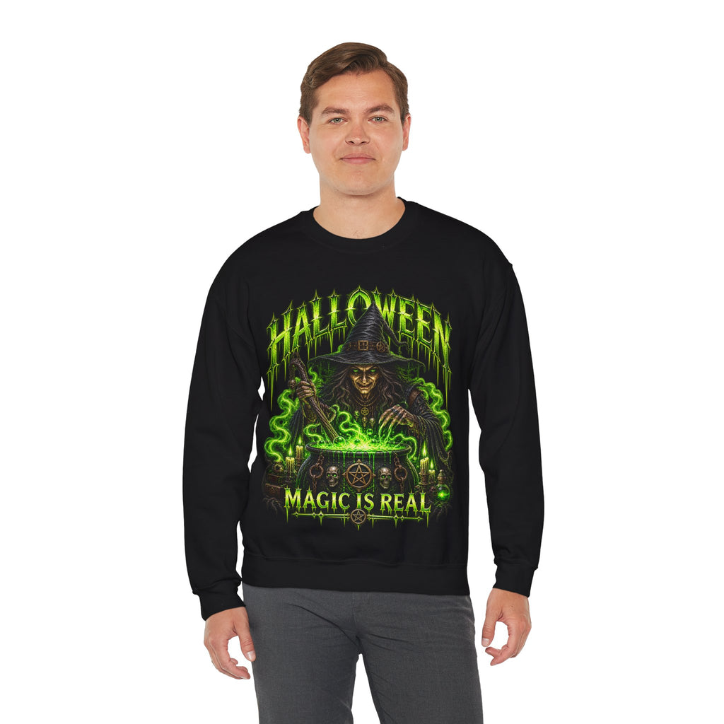 Magic Is Real Witch Sweatshirt in Black — model view
