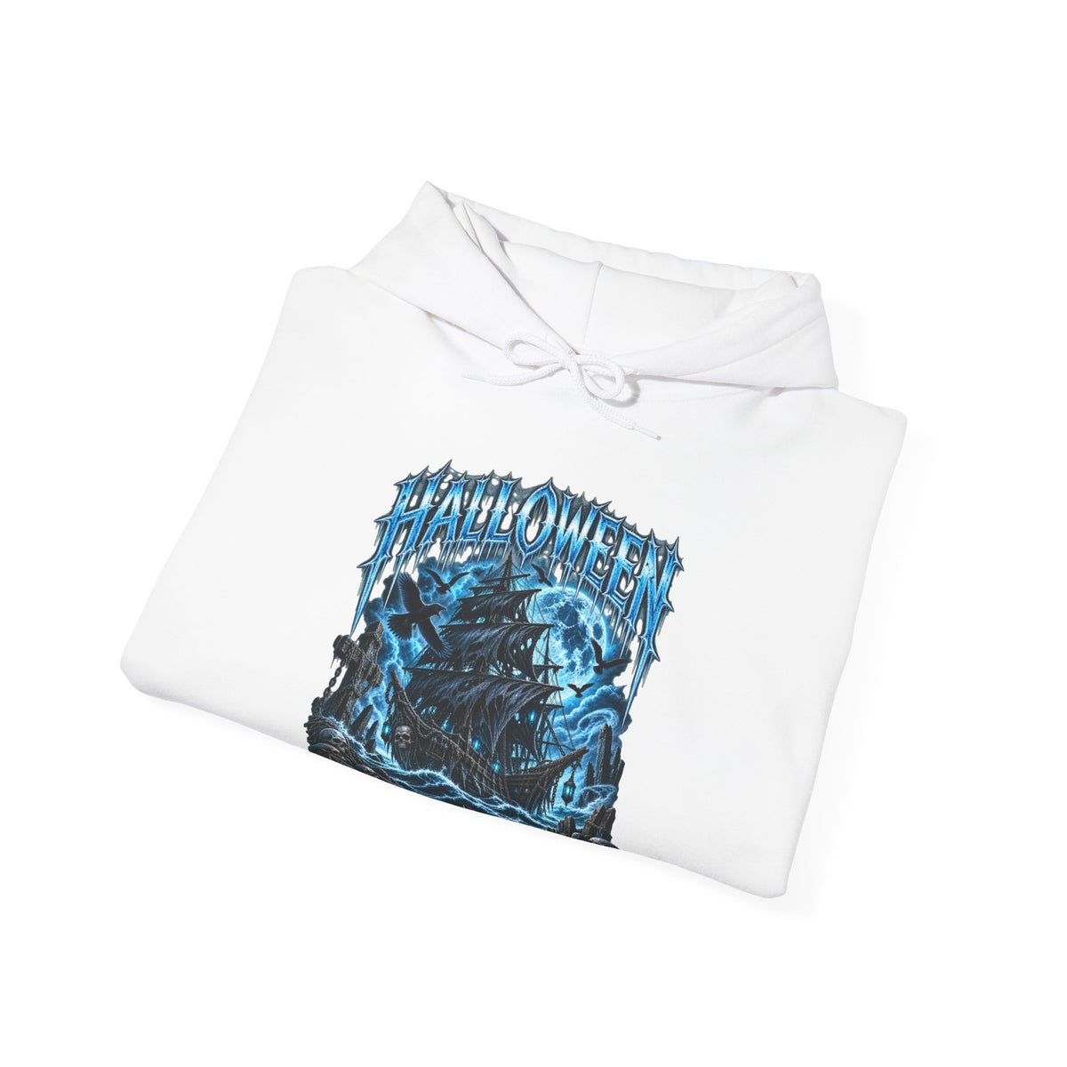 Lost Souls Ghost Ship Hoodie in White — folded view