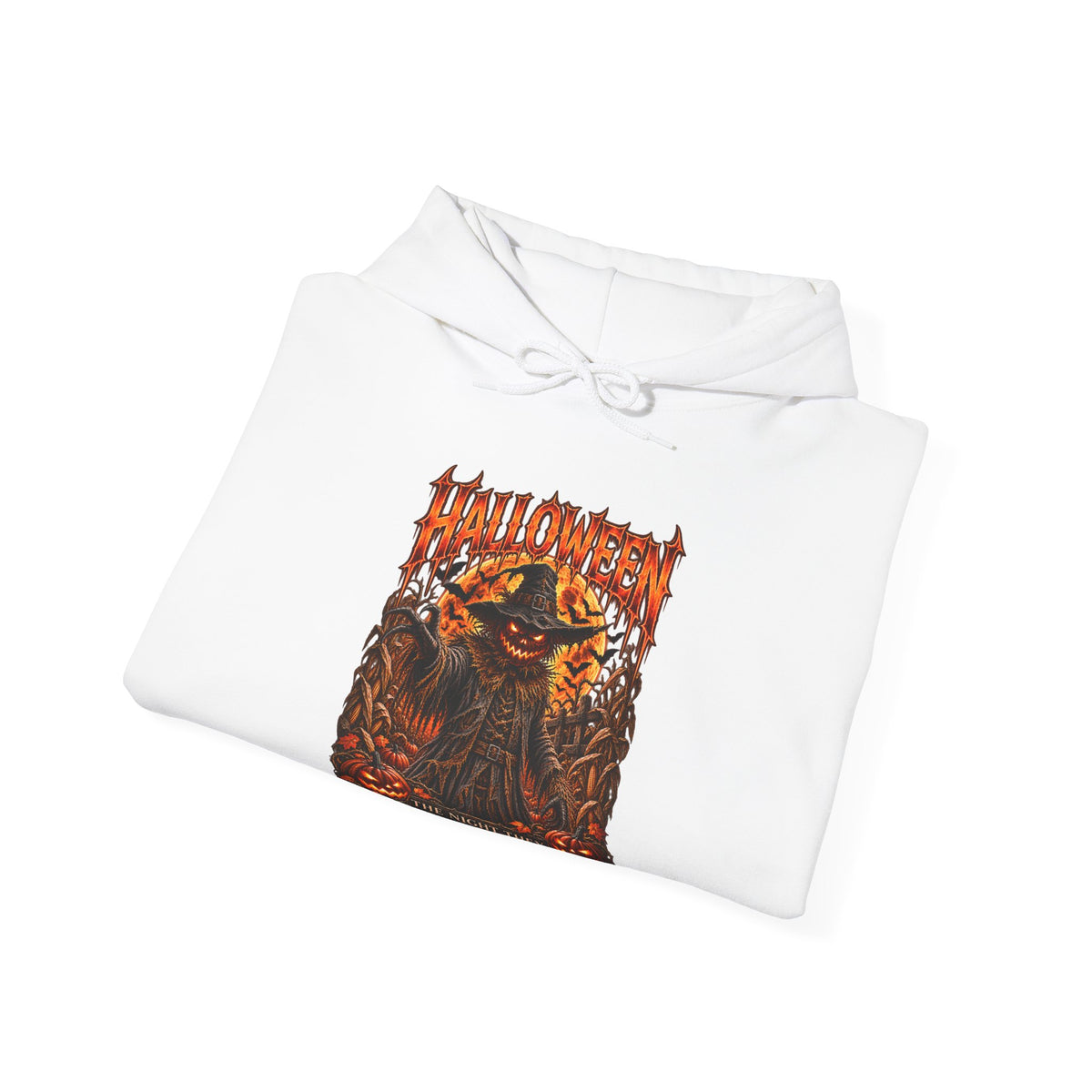 Never Forgotten Scarecrow Hoodie in White — folded view