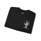 Still Reaching Zombie Hand Sweatshirt in Black — folded view