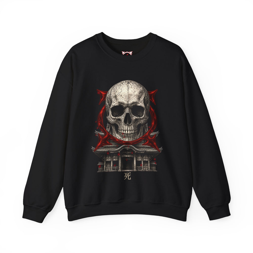 Skull Temple Sweatshirt in Black — front view