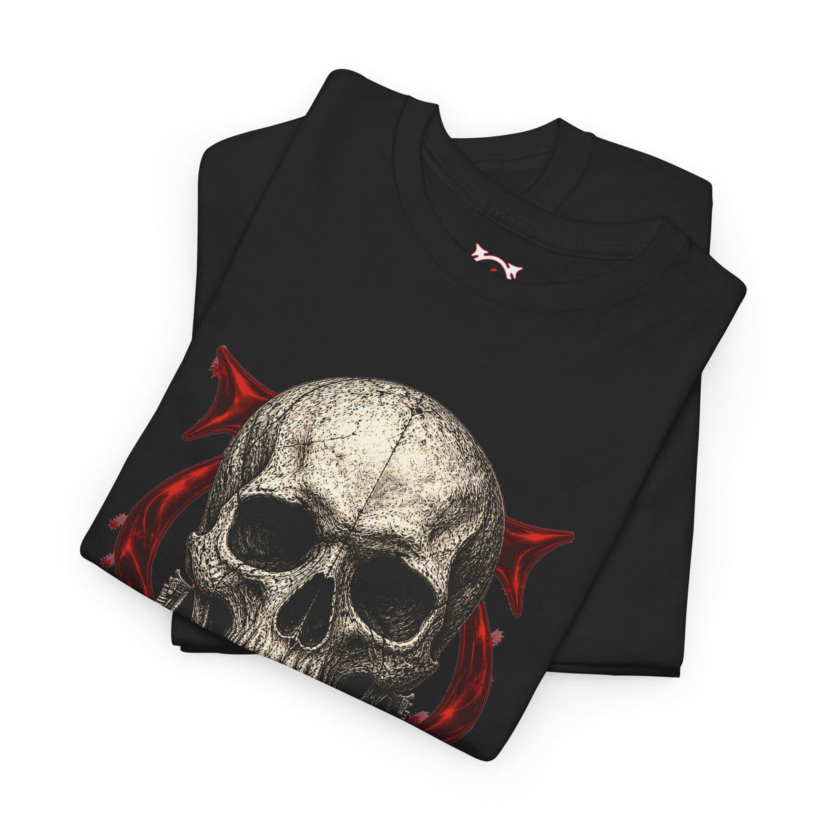Skull Temple T-Shirt in Black — folded view