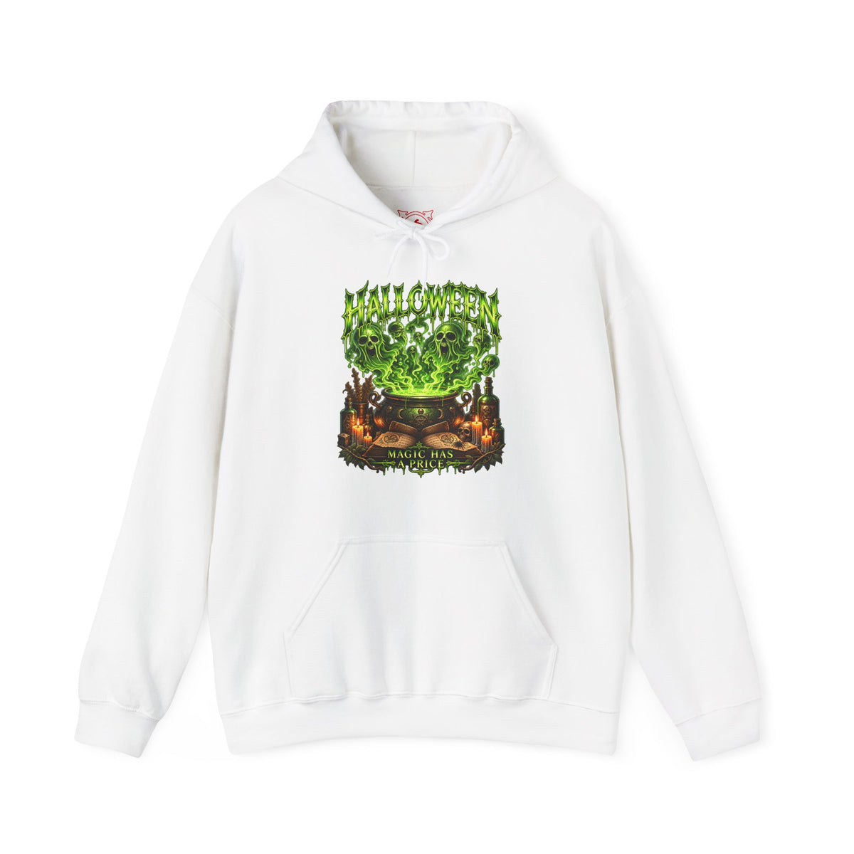 Magic Has a Price Cauldron Hoodie in White — front view
