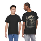 Ghost in the City Skull T-Shirt in Black — model view
