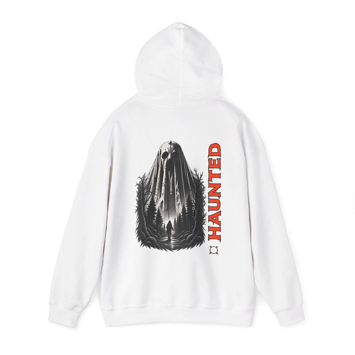 Haunted Ghost Hoodie in White — back view