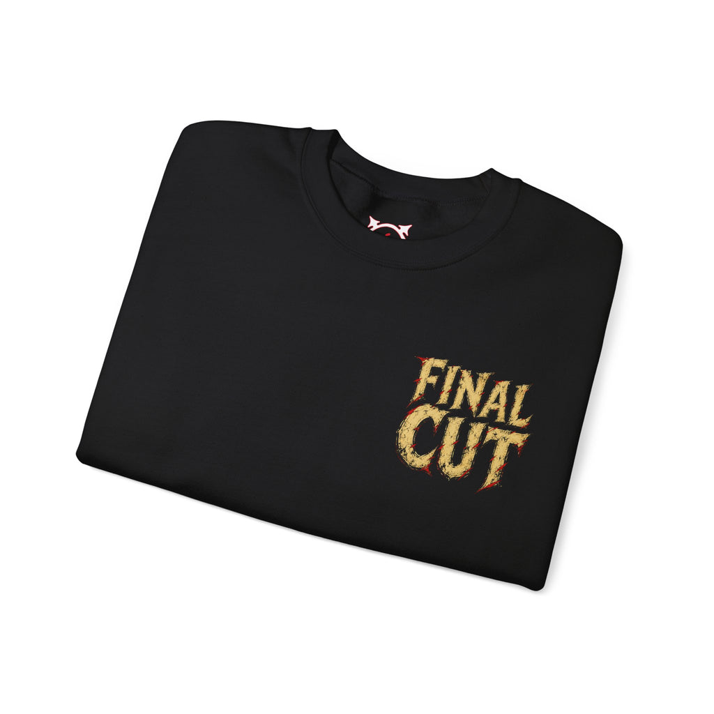 Final Cut Horror Mask Sweatshirt in Black — folded view