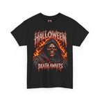 Death Awaits Grim Reaper T-Shirt in Black — front view