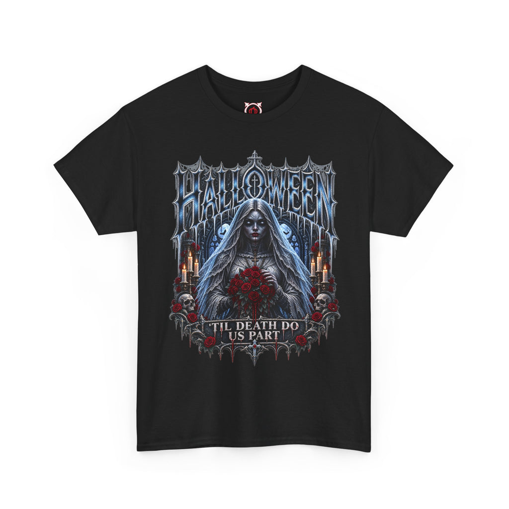 Midnight Vows Gothic Bride T-Shirt in Black — front view