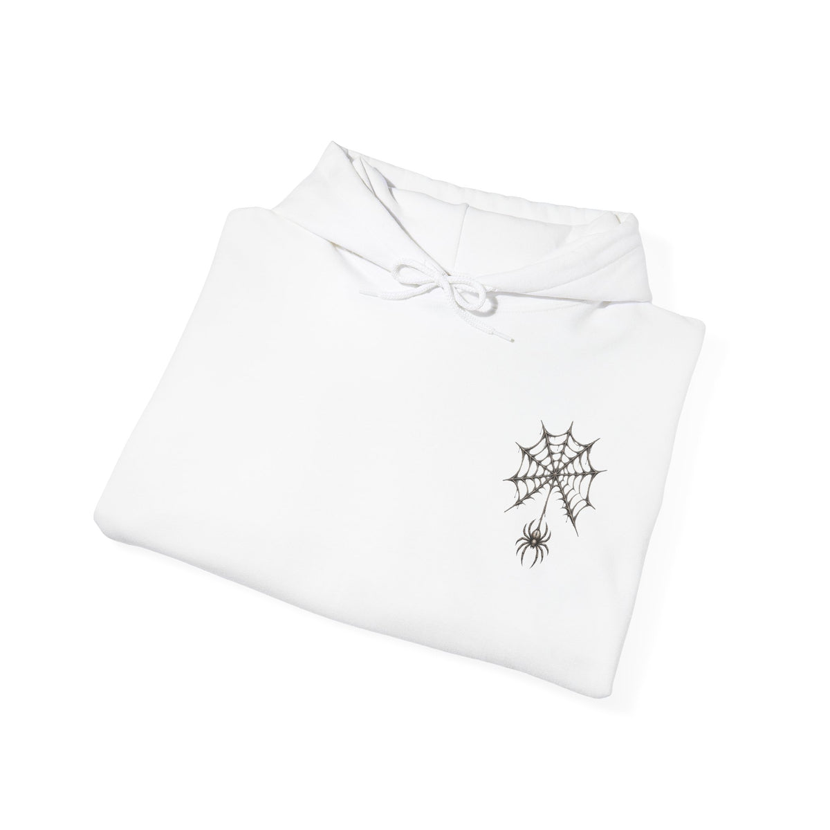 Spider Web Hoodie in White — folded view