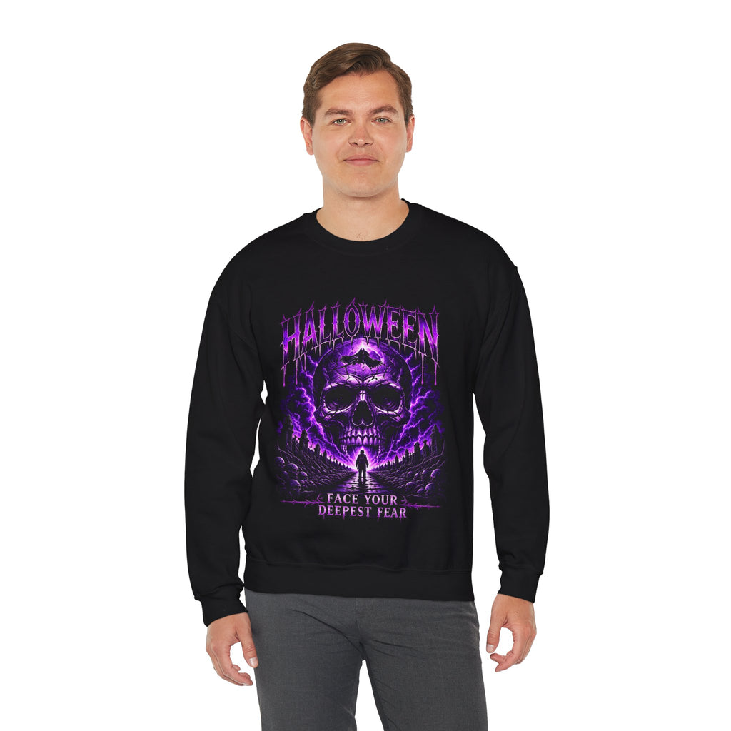 Deepest Fear Skull Sweatshirt in Black — model view