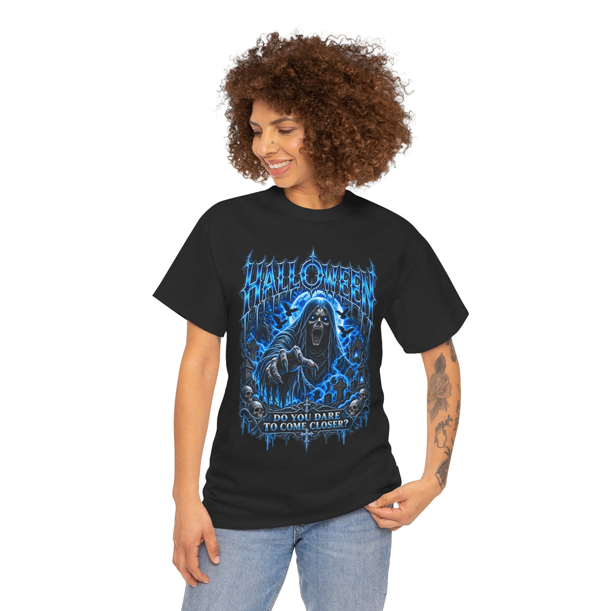 Come Closer Ghost T-Shirt in Black — model view