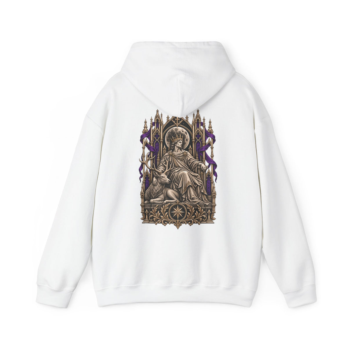 Hollow Crown Hoodie in White — back view