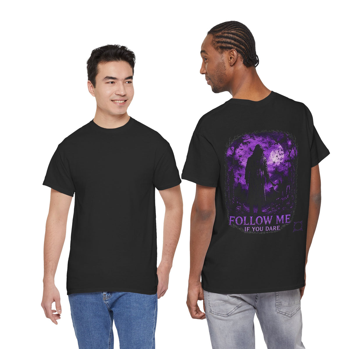 Follow Me Grim Reaper T-Shirt in Black — model view