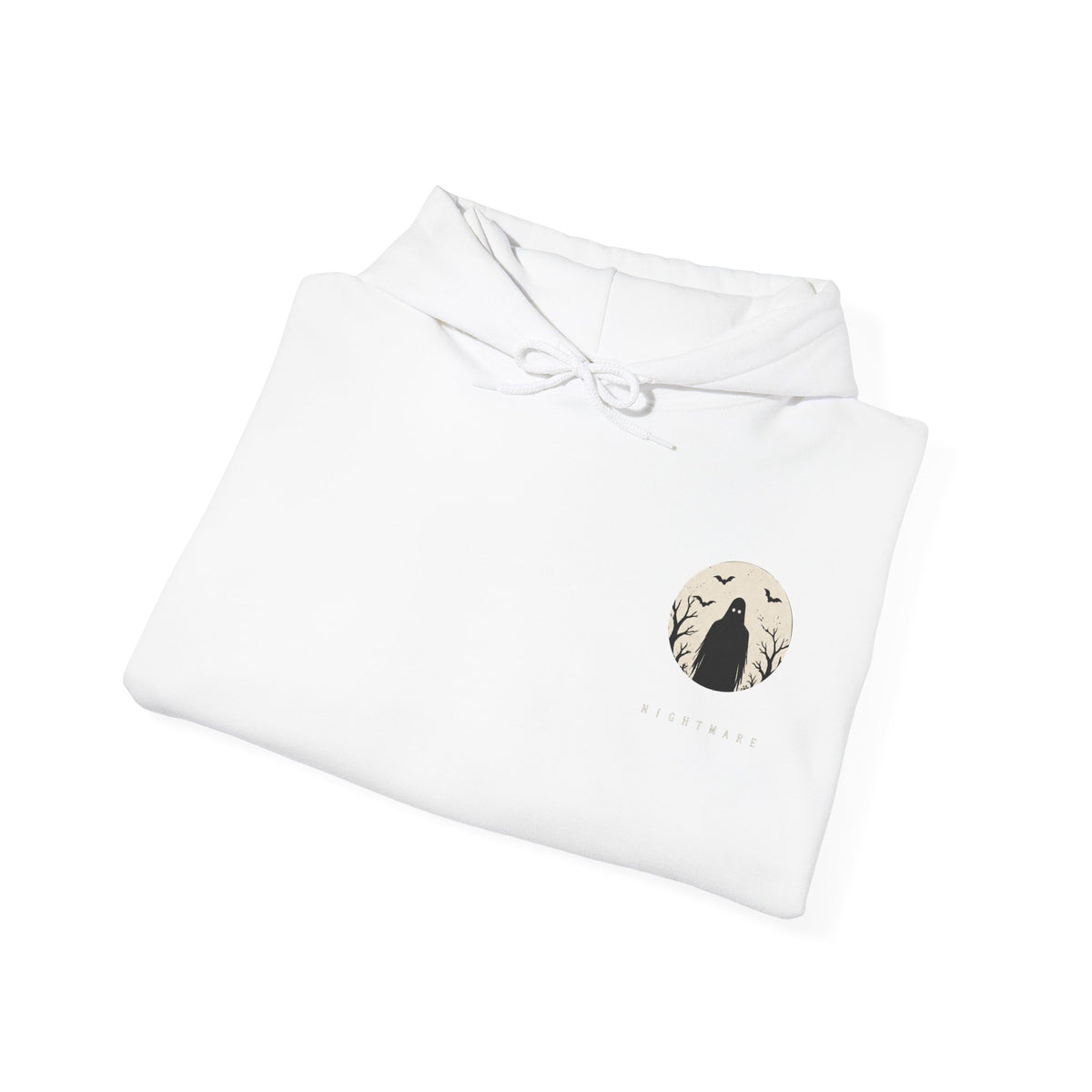 Nightmare Moon Ghost Hoodie in White — folded view