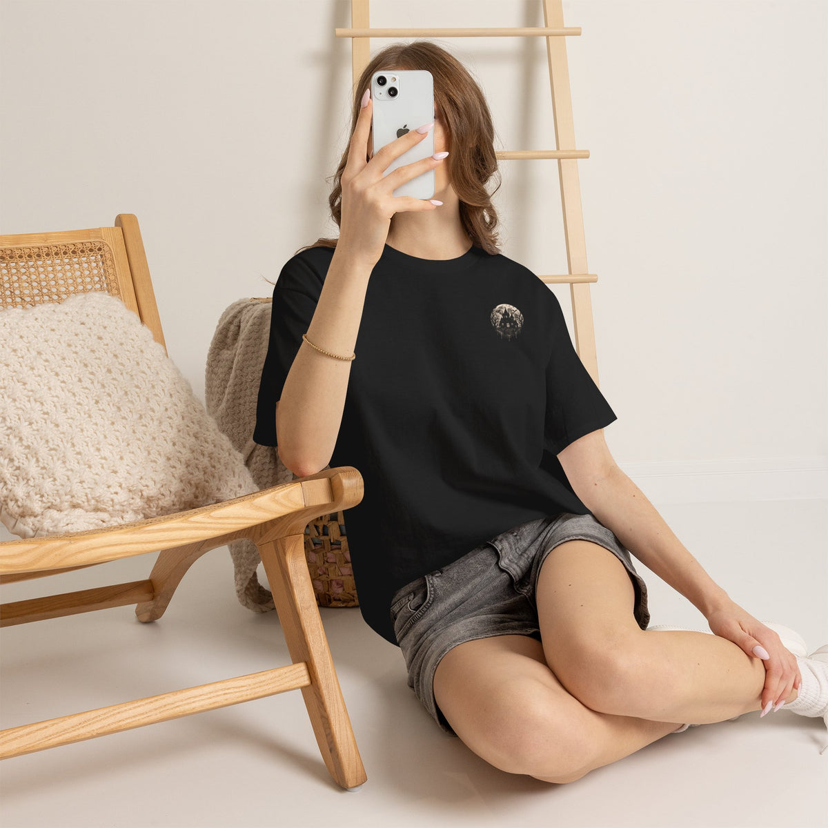Moonlit House T-Shirt in Black — model view