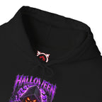 Fear the Night Pumpkin Hoodie in Black — front view