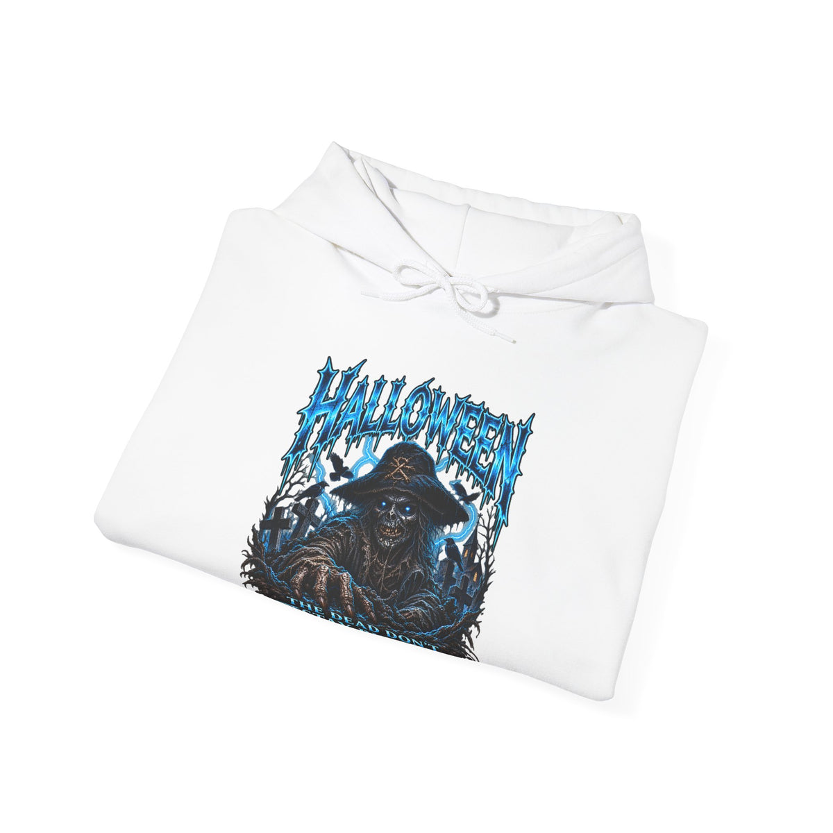 Never Buried Scarecrow Hoodie in White — folded view