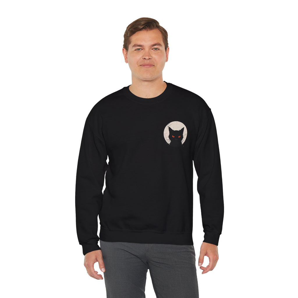 Black Cat Moon Sweatshirt in Black — model view