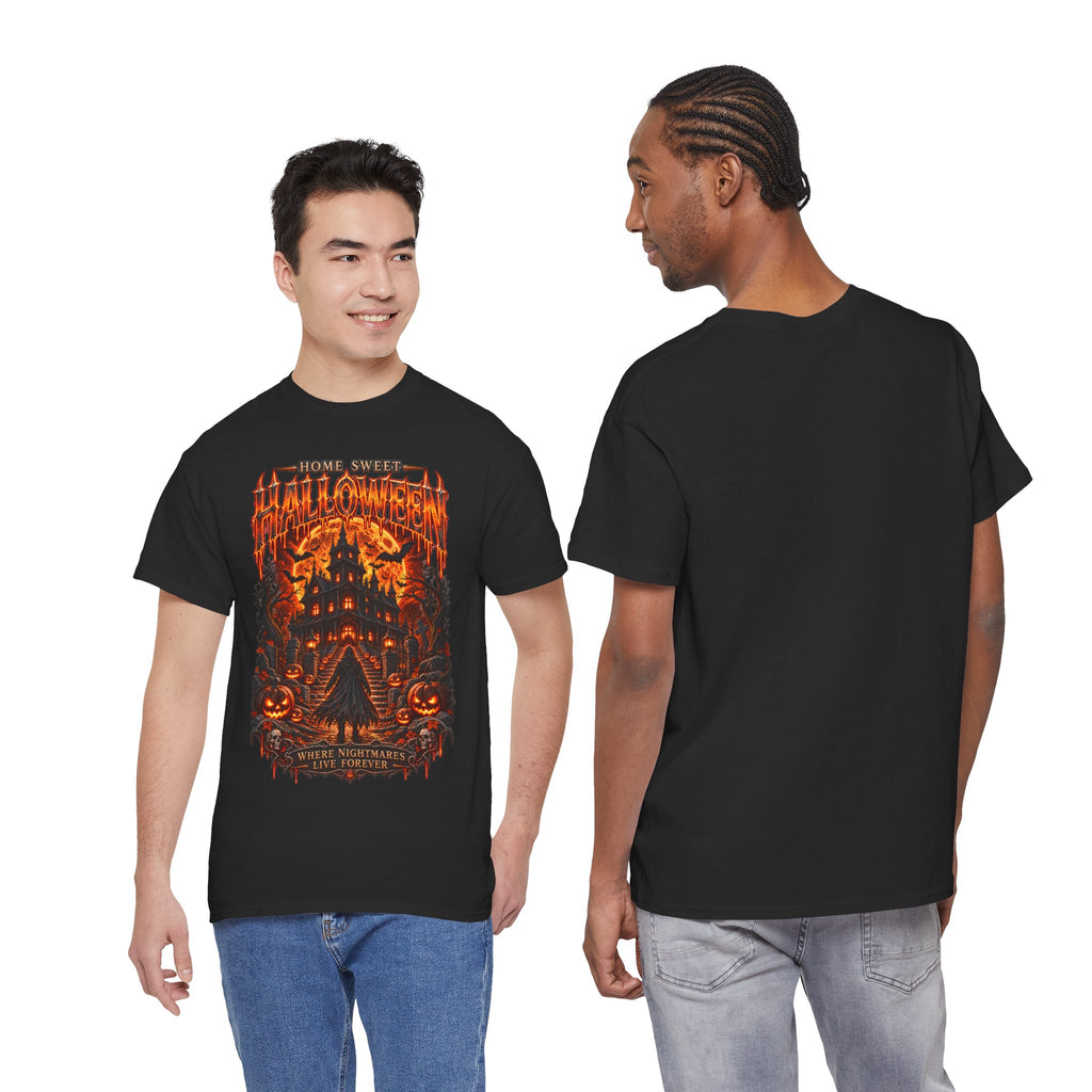 Home Sweet Halloween Haunted House T-Shirt in Black — model view
