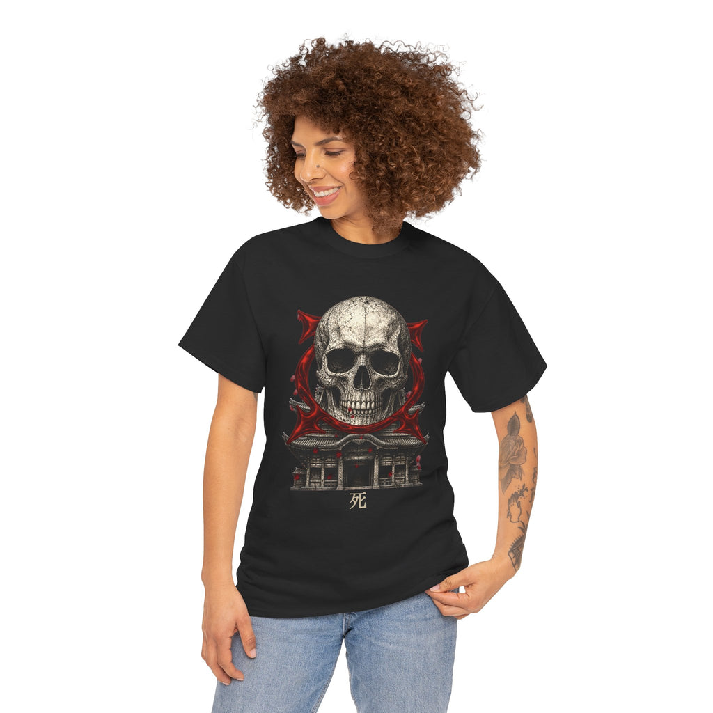 Skull Temple T-Shirt in Black — model view