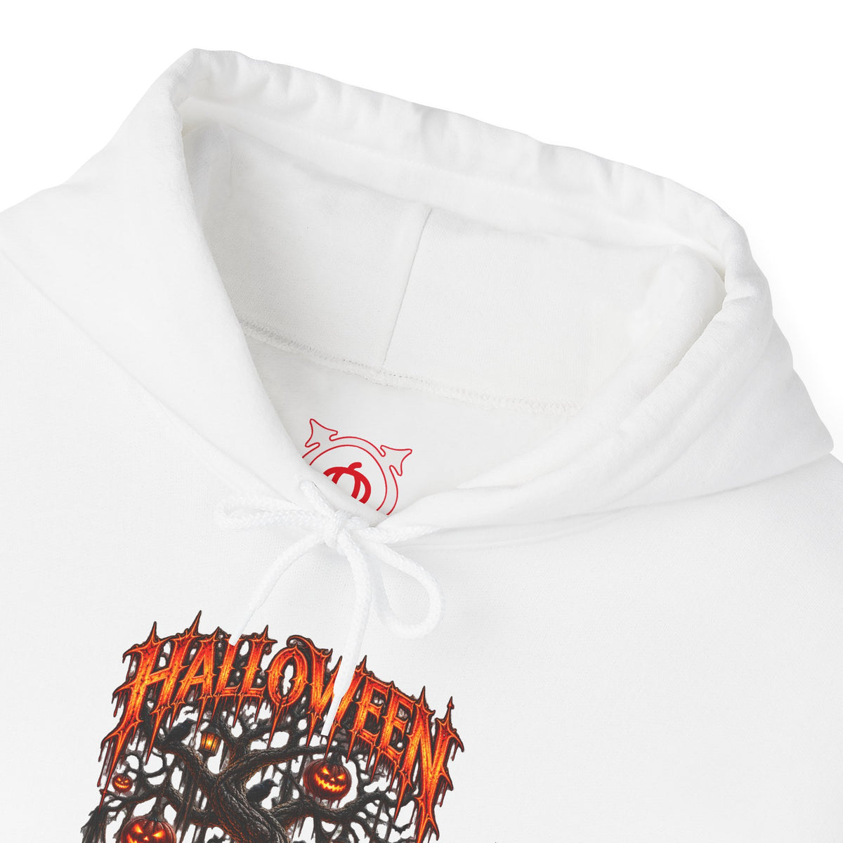 Darkness Grows Pumpkin Tree Hoodie in White — front view