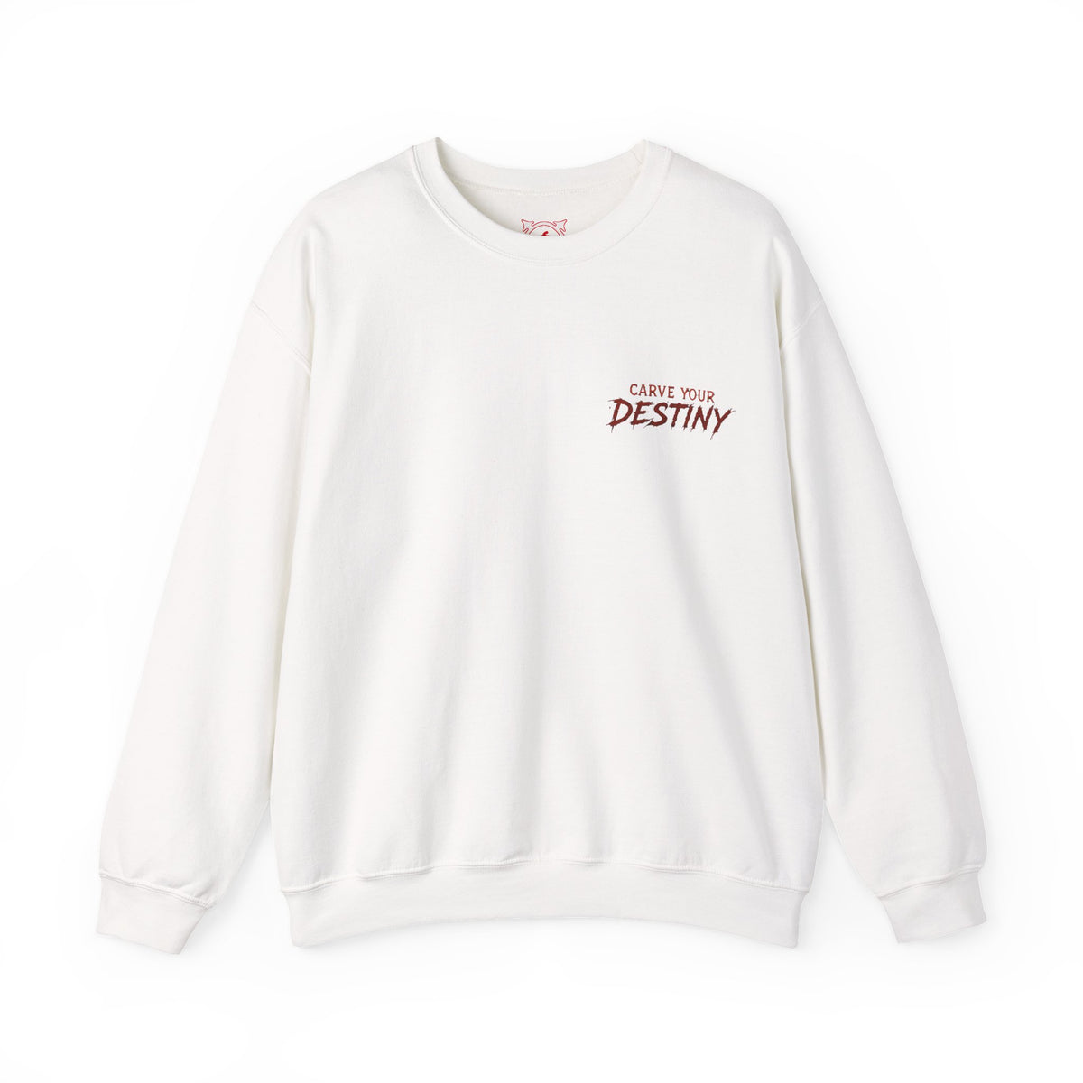 Carve Your Destiny Pumpkin Sweatshirt in White — front view
