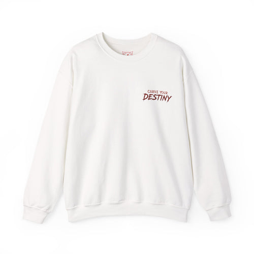 Carve Your Destiny Pumpkin Sweatshirt in White — front view