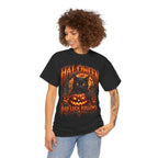 Bad Luck Follows Black Cat T-Shirt in Black — model view