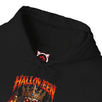 Crowned Terror Skeleton King Hoodie in Black — front view