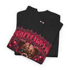 Playtime Is Over Creepy Teddy Bear T-Shirt in Black — folded view