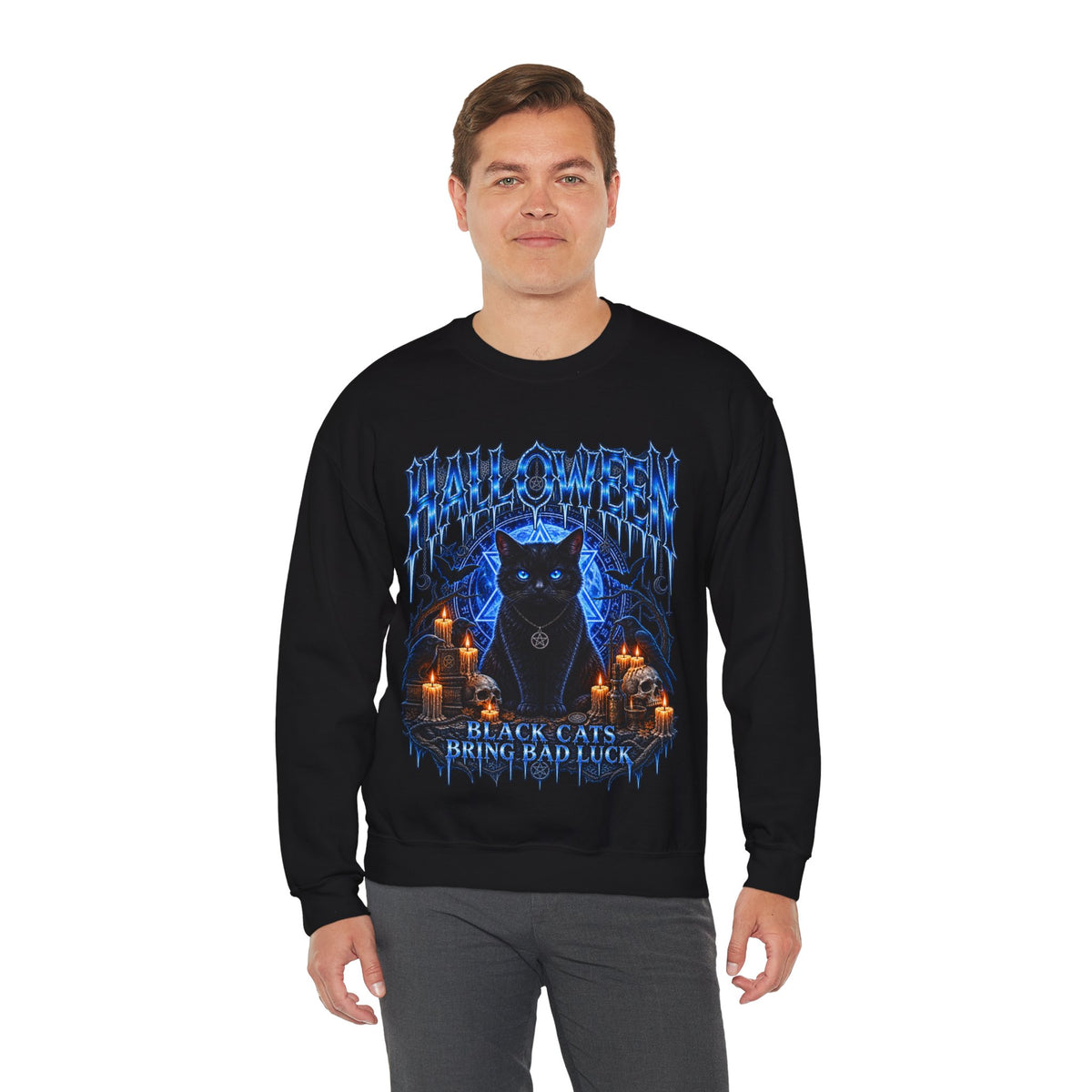 Black Cat Ritual Sweatshirt in Black — model view