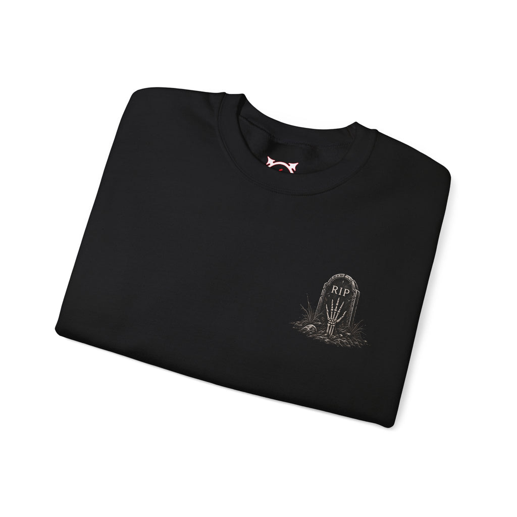 RIP Tombstone Sweatshirt in Black — folded view