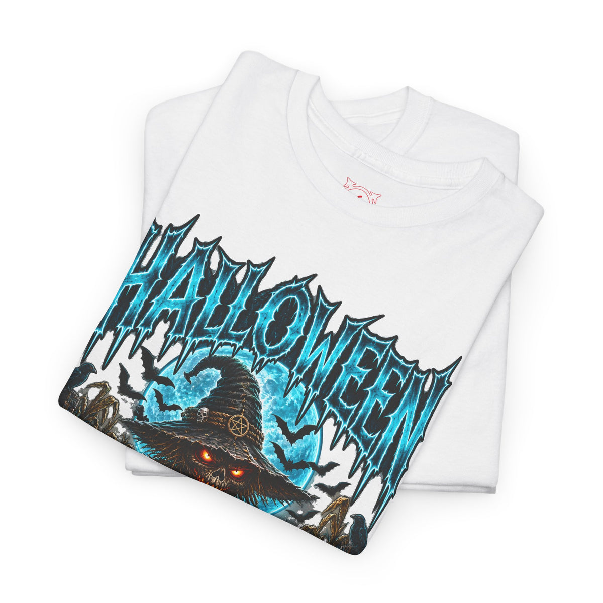 The Fields Are Watching Scarecrow T-Shirt in White — folded view