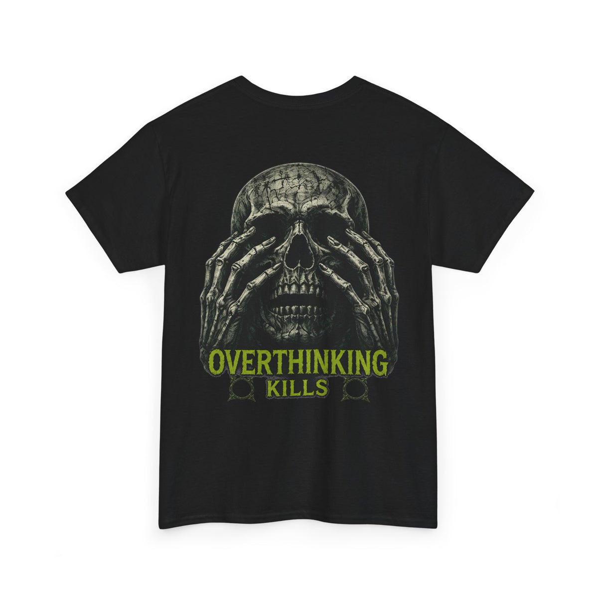 Overthinking Kills Skull T-Shirt in Black — back view