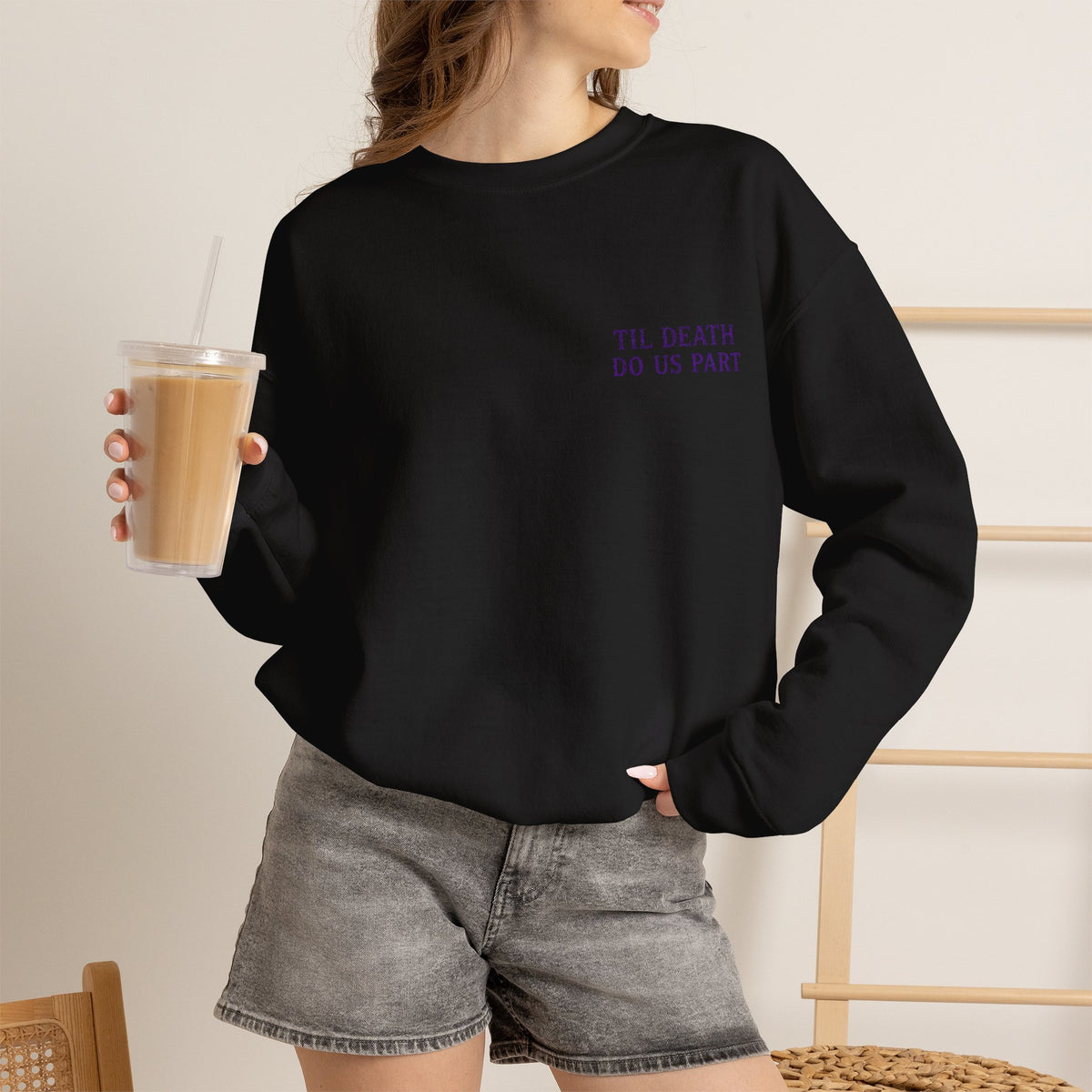 Til Death Grim Reaper Sweatshirt in Black — model view