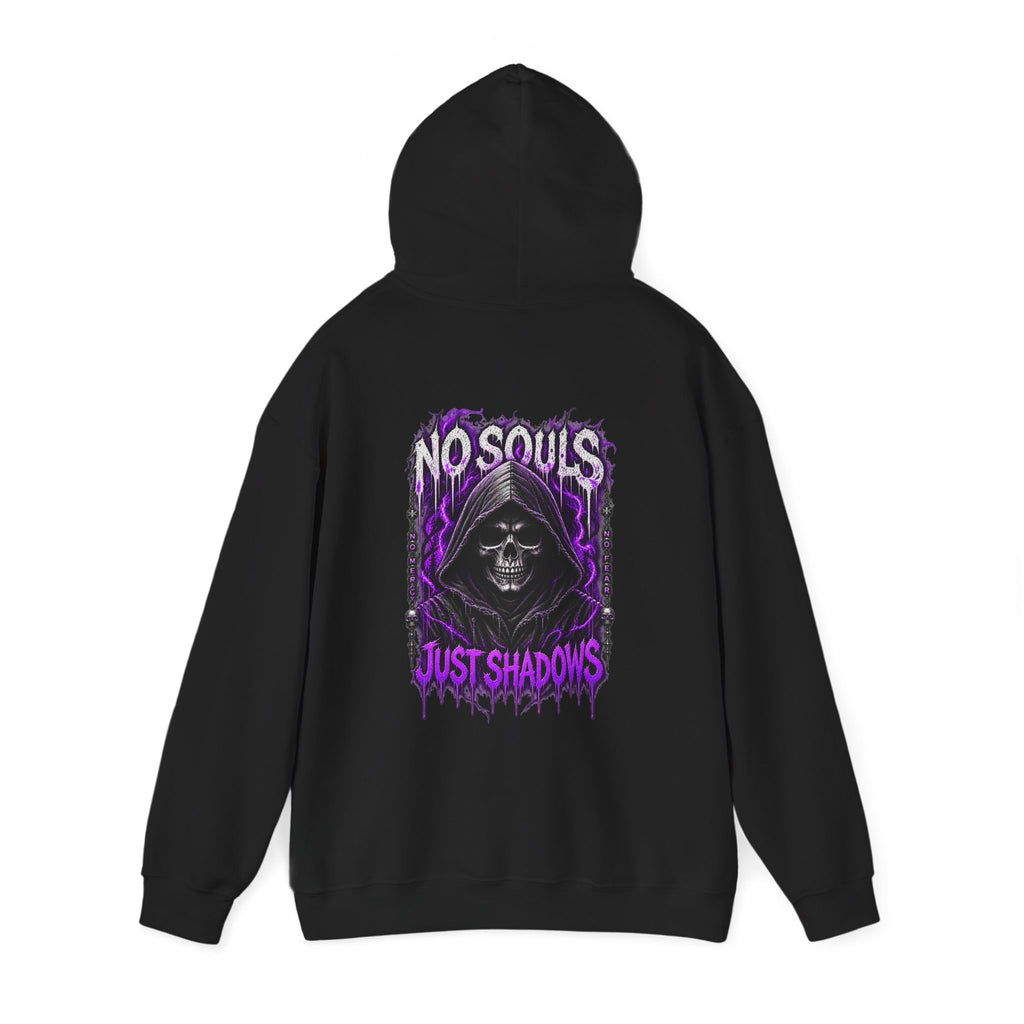 No Souls Just Shadows Grim Reaper Hoodie in Black — back view