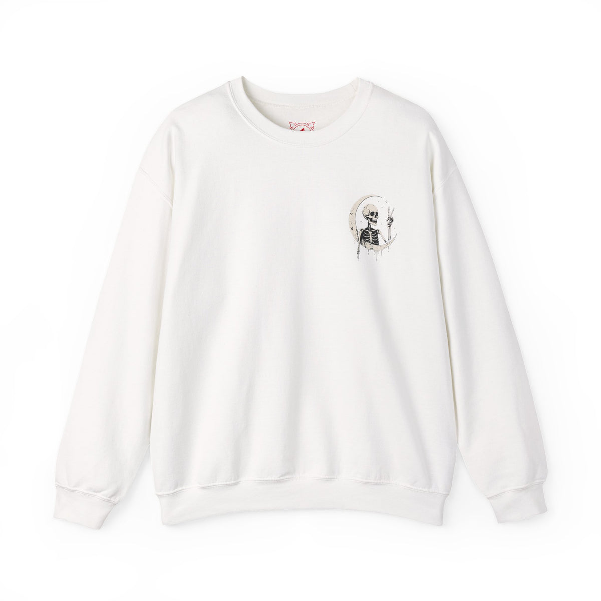 Crescent Skeleton Sweatshirt in White — front view
