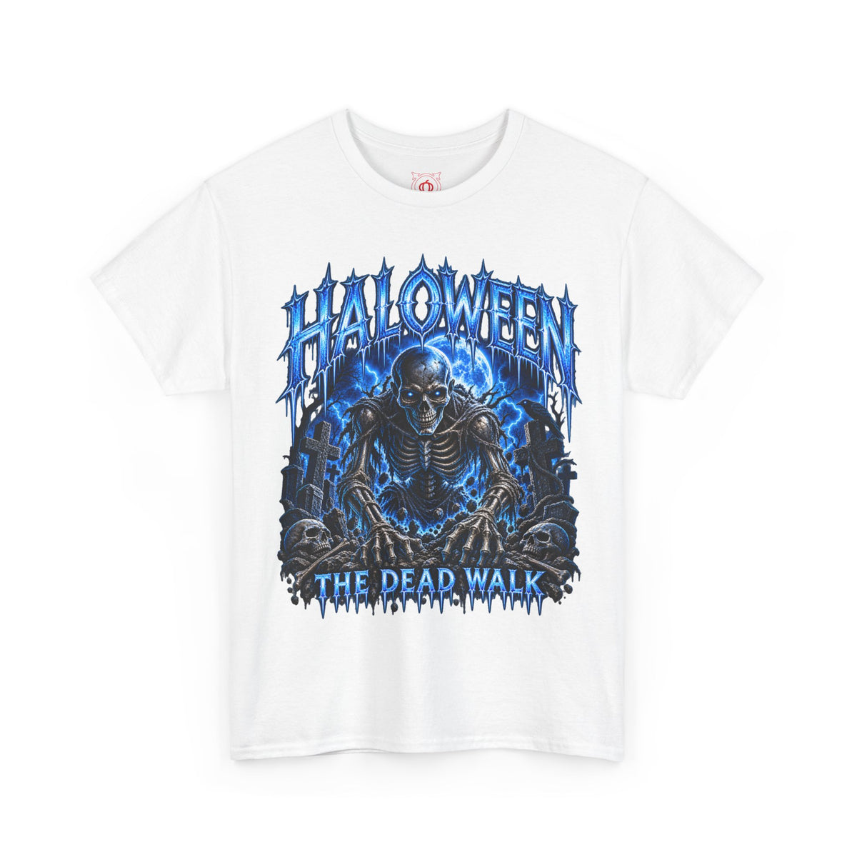 The Dead Walk Skeleton T-Shirt in White — front view