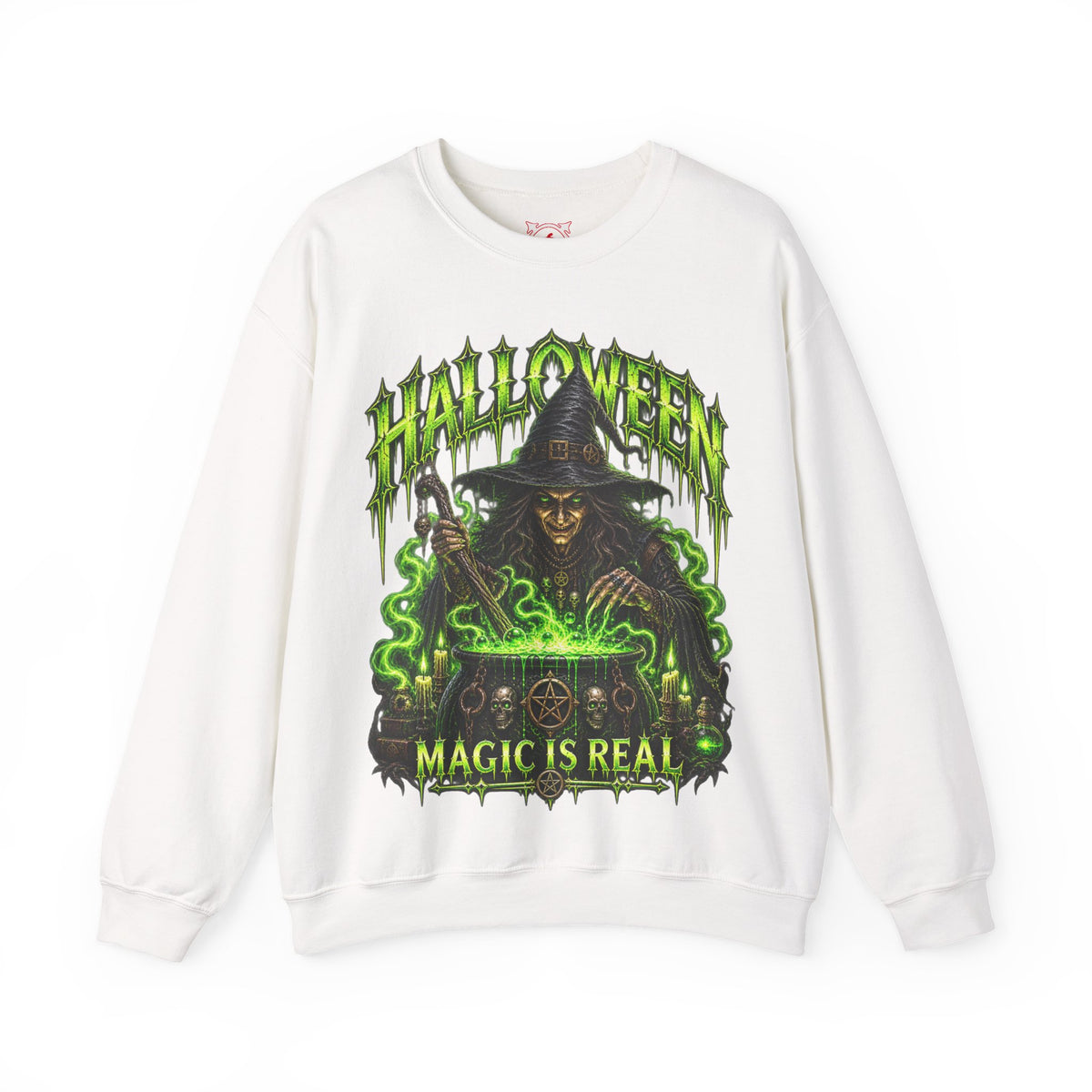 Magic Is Real Witch Sweatshirt in White — front view