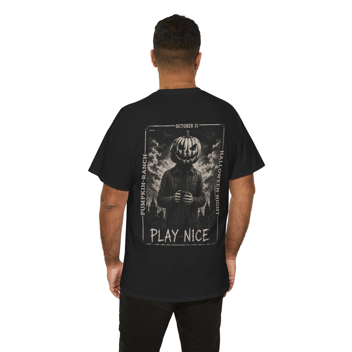 Play Nice Pumpkin T-Shirt in Black — model view