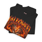 Born from Darkness Flaming Skull T-Shirt in Black — folded view