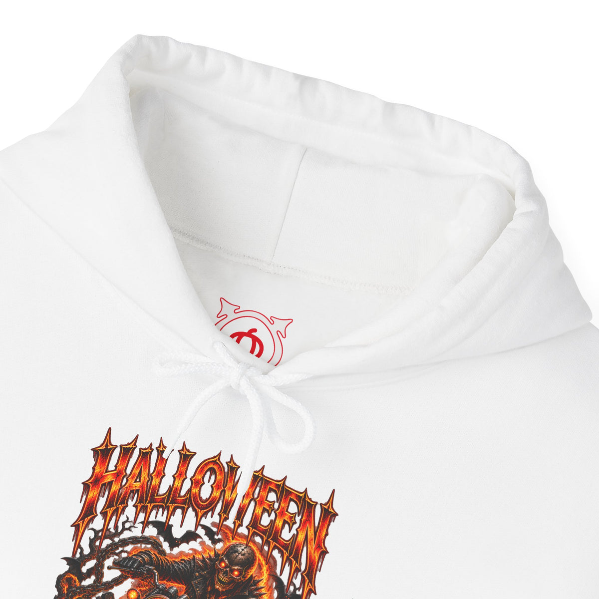 Ride or Die Skeleton Biker Hoodie in White — front view