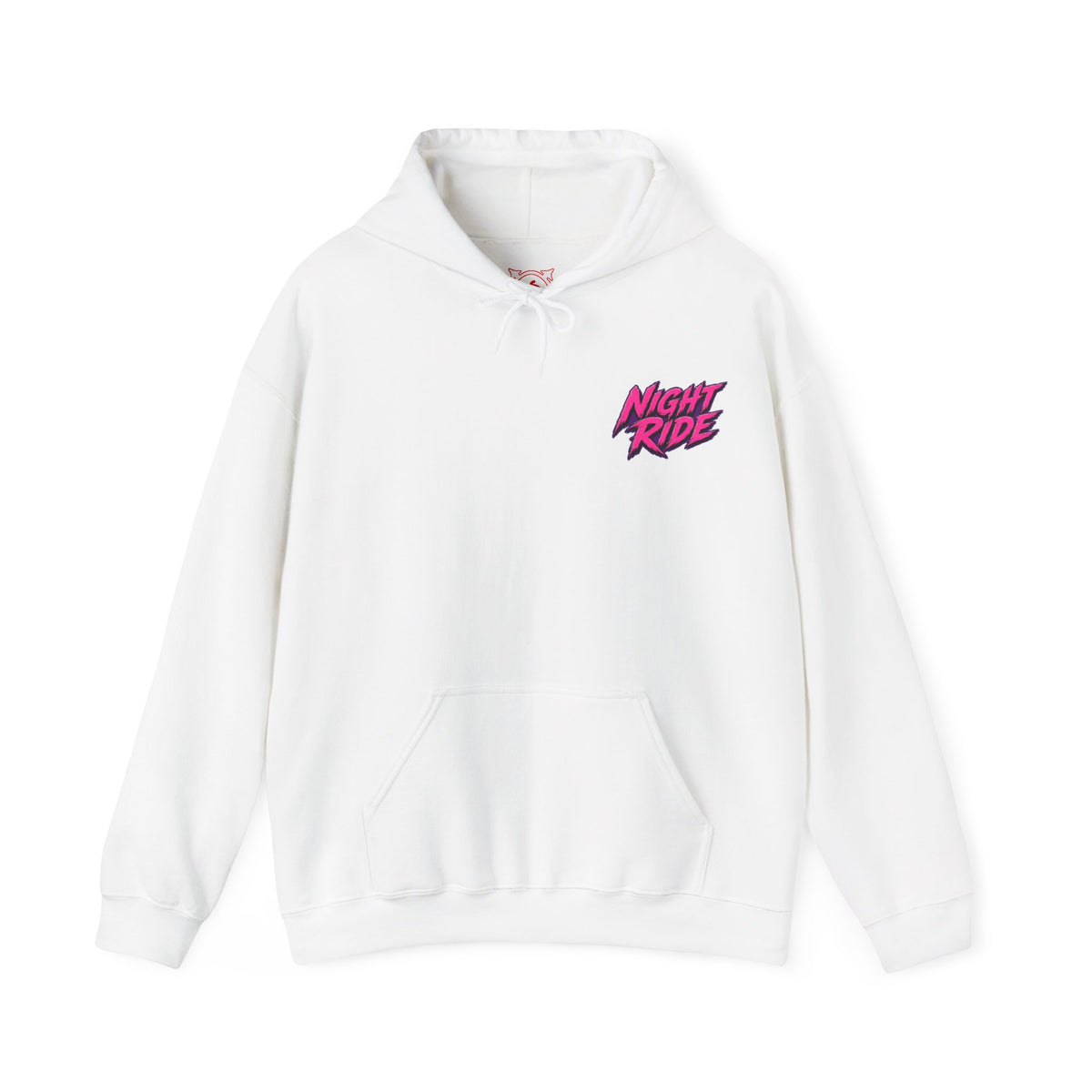 Night Ride Motorcycle Hoodie in White — front view