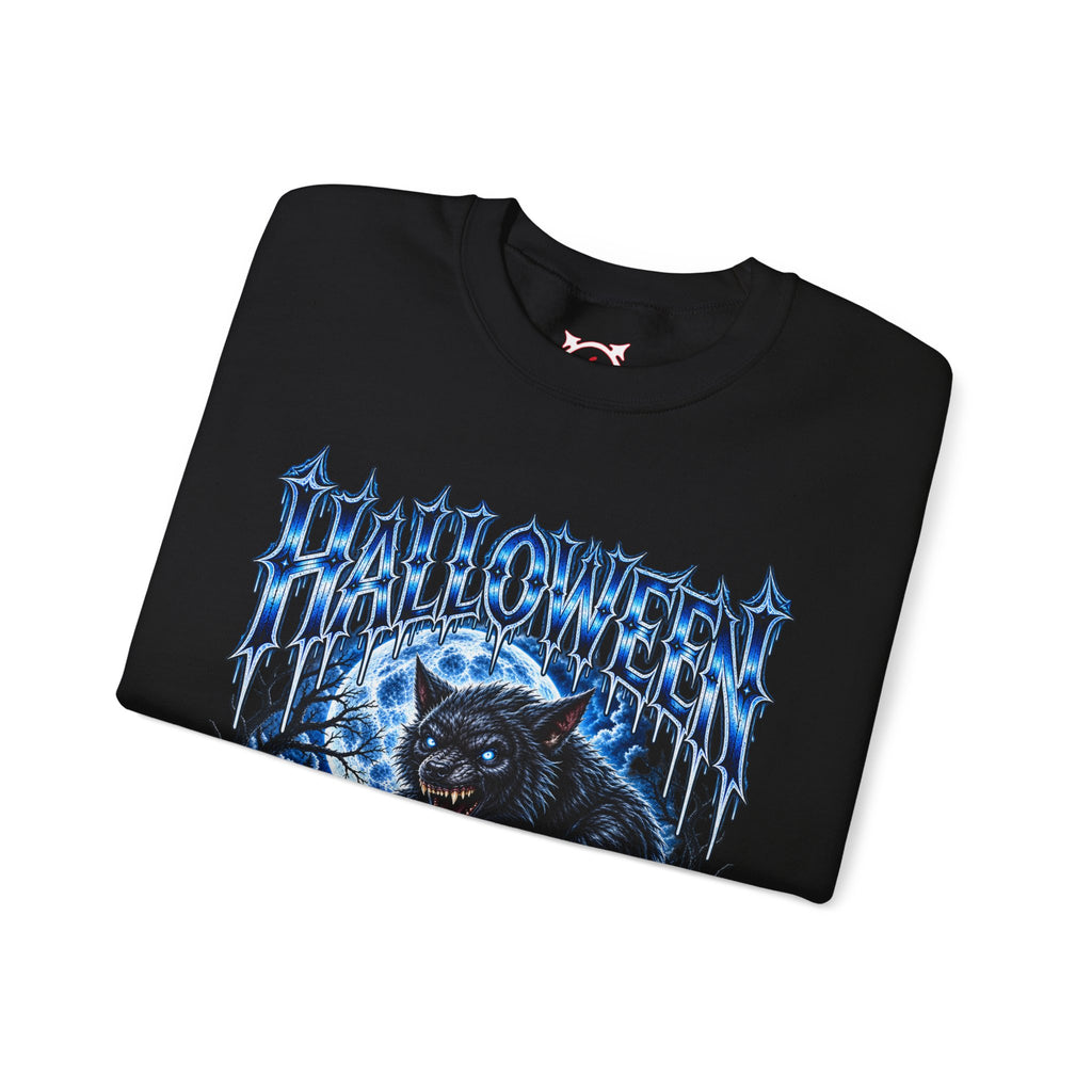 Full Moon Terror Werewolf Sweatshirt in Black — folded view
