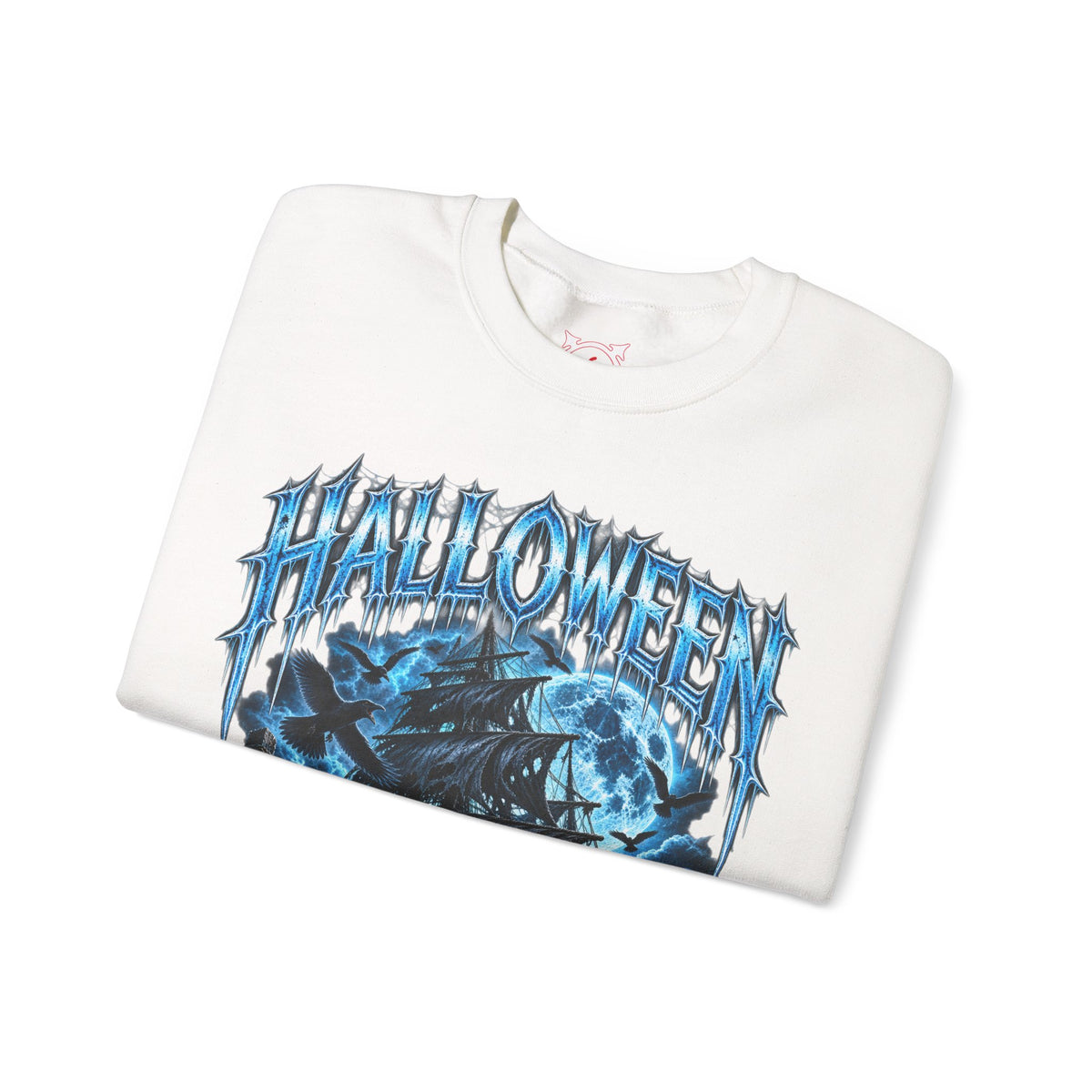 Lost Souls Ghost Ship Sweatshirt in White — folded view