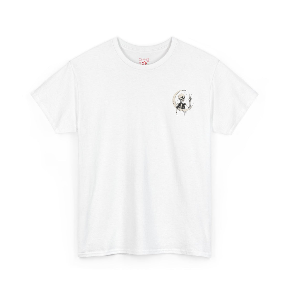 Crescent Skeleton T-Shirt in White — front view