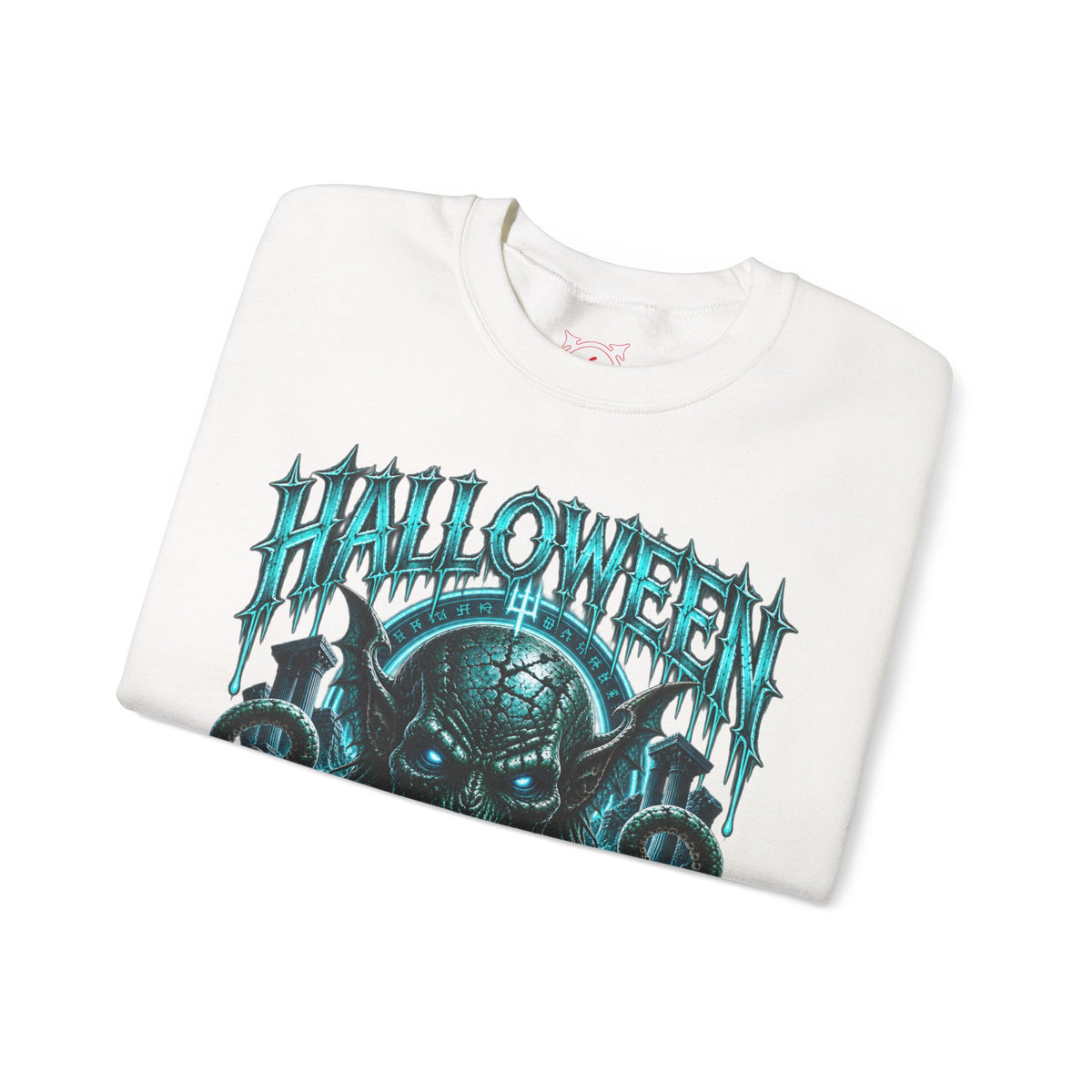 Ancient Awakening Tentacle Creature Sweatshirt in White — folded view